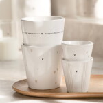 Bastion Collections Keramický latte hrnček White / Hearts natural 240 ml