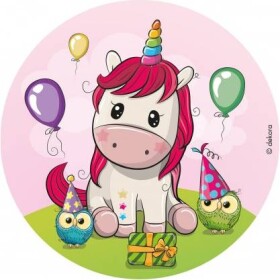 Jedlý papier na tortu narodeniny Unicorn 20 cm - Dekora - Dekora