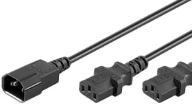MicroConnect Predlžovací split kábel C14 - 2x C13 1.2m čierna (PE061312)