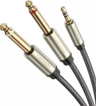 Ugreen AV126 Kábel TRS 3.5mm - 2x TS 6.35mm - 2m sivá (10615)