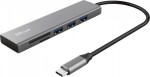 Trust Halyx Fast USB-C Hub amp; Card reader strieborná / 3x USB 3.1 / čítačka kariet (24191)