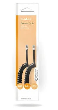 Nedis Telefónny kábel RJ10 - RJ10 čierna / Telefónny kábel / krútený / 2 m / Box (TCGB90100BK20)