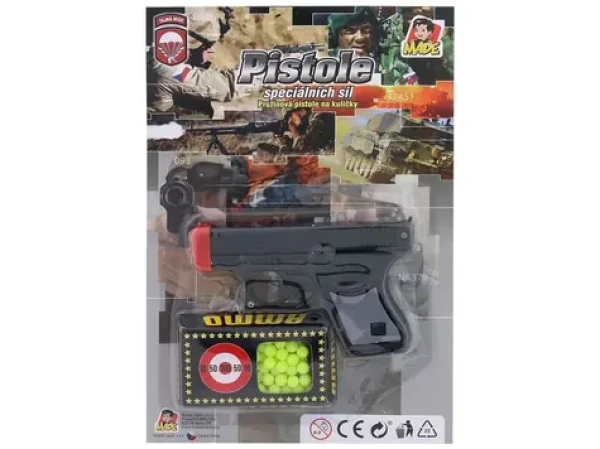 MaDe 65327 Pištoľ s guličkami na karte čierna