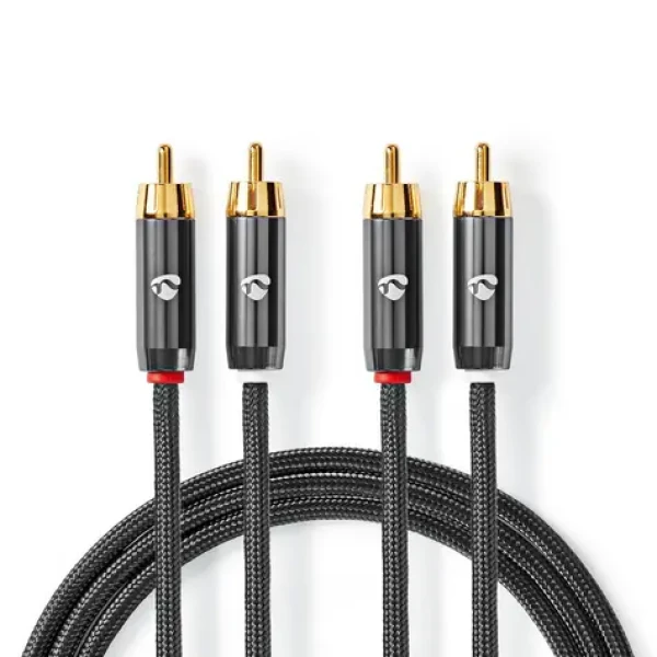 Nedis Stereo Audio kábel 2x RCA (M) - 2x RCA (M) 5.00 m šedá (CATB24200GY50)