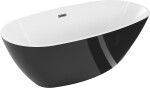 MEXEN/S - Eris voľne stojaca vaňa 180 x 95, biela/čierna, sifón a prepad grafit kartáčovaná 53441809575-66