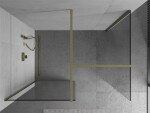 MEXEN/S - Kyoto Sprchová zástena WALK-IN 125 x 105, transparent, zlatá kartáčovaná 800-125-202-55-00-105