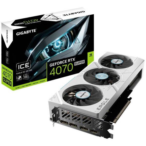 GIGABYTE GeForce RTX 4070 SUPER EAGLE ICE OC 12GB / 1980-2535 MHz / 12GB D6 / 192-bit / 1x HDMI 3x DP / (16) 700W (GV-N407SEAGLEOC ICE-12GD)