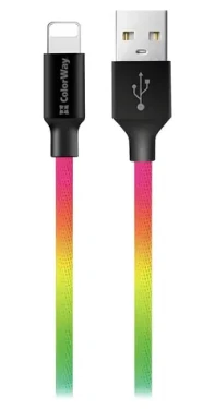 Colorway multicolor / Dátový kábel / USB-A - Lightning / 1m / 2.4A (CW-CBUL016-MC)