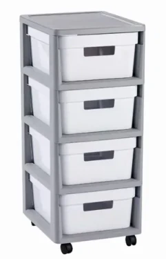 Curver INFINITY Regál so zásuvkami 4x11l šedo-biela (231559)