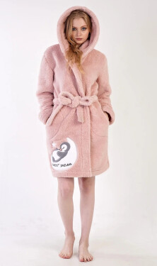 Dámsky krátky župan s kapucňou Sweet dreams Powder pink - Vienetta S starorůžová