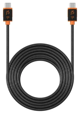 J5Create USB-C Sync Charge kábel čierna/oranžová / Nabíjací kábel / USB-C - USB-C / 100W PD / 3 m (JUCX25L30-N)