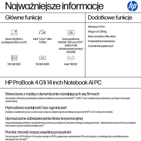 HP HP ProBook 4 G1i 14 - Ultra 7-255U, 16GB, 512GB SSD, 14 WUXGA 300-nit AG, 1080p non-IR cam, FPR, US backlit keyboard, 56Wh, Win 11 Pro, 1 years