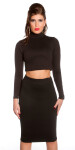 Sexy KouCla Crop Top dlhým rukávom Belly Free black