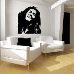Veselá Stena Samolepka Portrét Bob Marley Farba: růžová, Veľkosť: 80 x 67 cm
