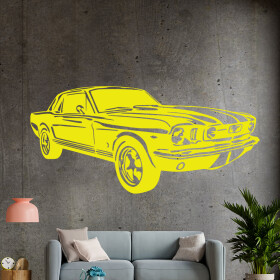 Veselá Stena Samolepka Automobil Ford Mustang Farba: žltá, Veľkosť: 60 x 28 cm