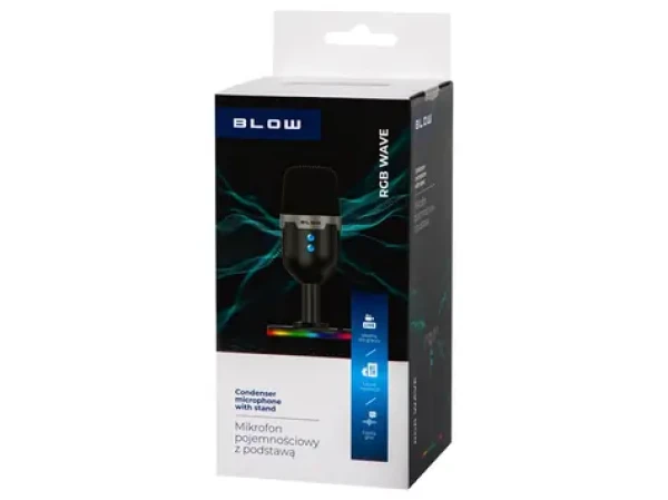 Blow Štúdiový mikrofón s LED statívom / Mikrofón / USB / Stolný statív (85-054#)