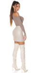 Sexy KouCla ripp jumper with cut out & rhinestones KHAKI Einheitsgroesse