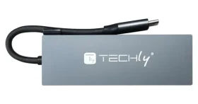 Techly IUSB32C-HUB4HPD sivá / USB-C hub / USB 3.2 Gen 2 / HDMI / 2x USB-A / kovové telo (IUSB32C-HUB4HPD)