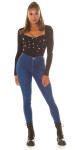 Sexy Highwaist Skinny Jeans with glitter detail denimblue