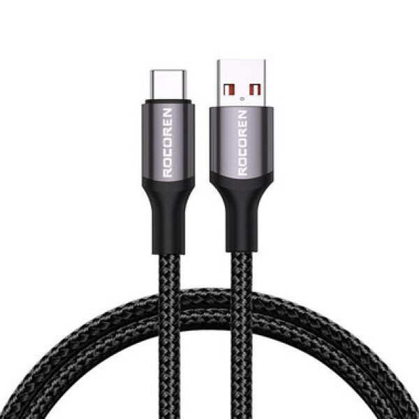 Rocoren Rýchlonabíjací kábel USB-A (M) - USB-C (M) Retro Series 3A 2m šedá (RCPBAT-RTB0G)