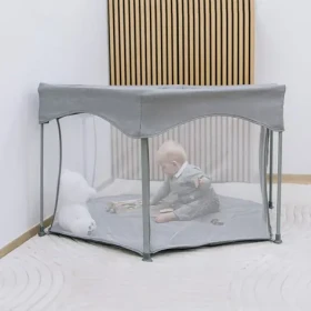 FreeON Detská ohrádka Hexagon Quick Folding sivá / Rýchle skladanie / 117x117x74 cm / 6-24 mesiacov (88353)