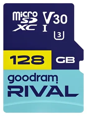Goodram RIVAL M3AA microSDXC 128GB + SD adaptér / Class 10 / UHS-I U3 / V30 / R: 100 MB/s / W: 70 MB/s (GGSM3AA-1280R12)