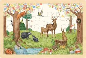 GOKI Drevené puzzle Lesné zvieratká