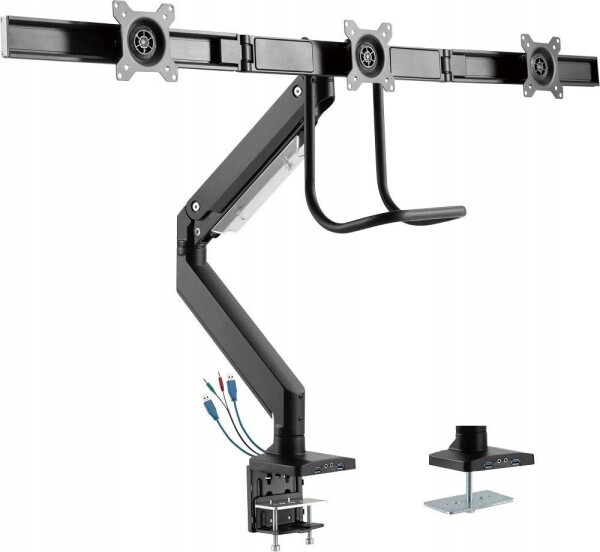 InLine InLine® Desktop mount with lifter and USB 3.0, movable, for 3 Displays up to 27" max. 3x6kg
