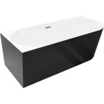 MEXEN/S - Silo voľne stojaca rohová vaňa ľavá reliéf 170 x 80, biela/čierna, sifón a prepad zlatá 52891708075L-50