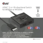 Club3D CSV-1384 čierna / Switch HDMI / 2v1 obojsmerný / 8K 60Hz / 4K 120Hz / HDMI 2.1 (CSV-1384)