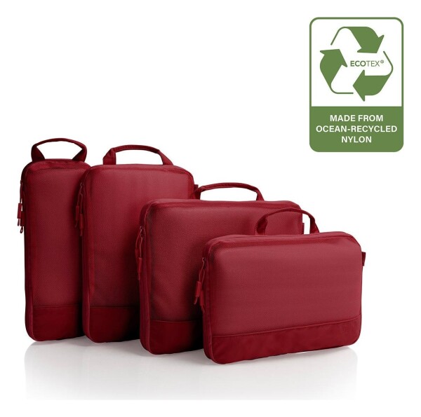 Cestovne organizery Heys Ecotex Compression Packing Cube 4 Pc Set Red Maple
