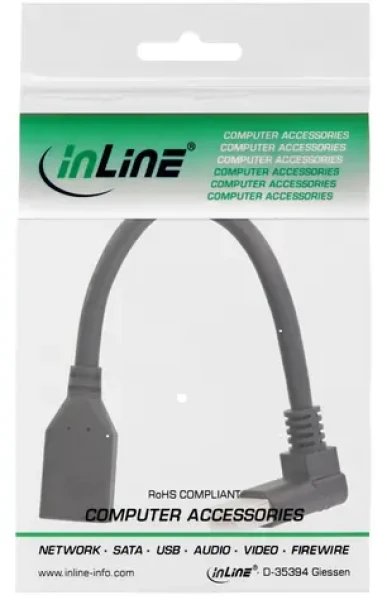 InLine čierna / Adaptérový kábel DisplayPort / 8K4K / lomený konektor / 0,15 m (17159O)