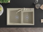 MEXEN/S MEXEN/S - Tomas granitový drez 2-bowl vrátane batérie Carla, béžová 6516-69-670700-69