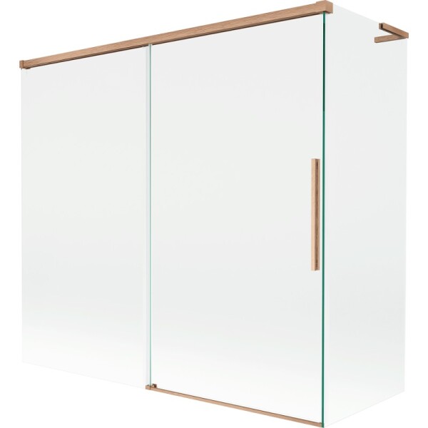 MEXEN/S - Rox L vaňová zástena 2-krídlová posuvná 170 + 75 x 150, transparent, meď kartáčovaná 8C9L-170-075-65-00