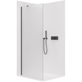 CERANO - Sprchová zástena Walk-in Onyx YL/P - 8 mm - okrúhla vzpera - čierna matná, mliečne sklo - 30x200 CER-8050BD71936