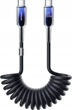 Joyroom S-A43 Crystal-Clear Series Nabíjací špirálový kábel USB-C(M) - USB-C(M) 60W 1.5m čierna (6956116728175)