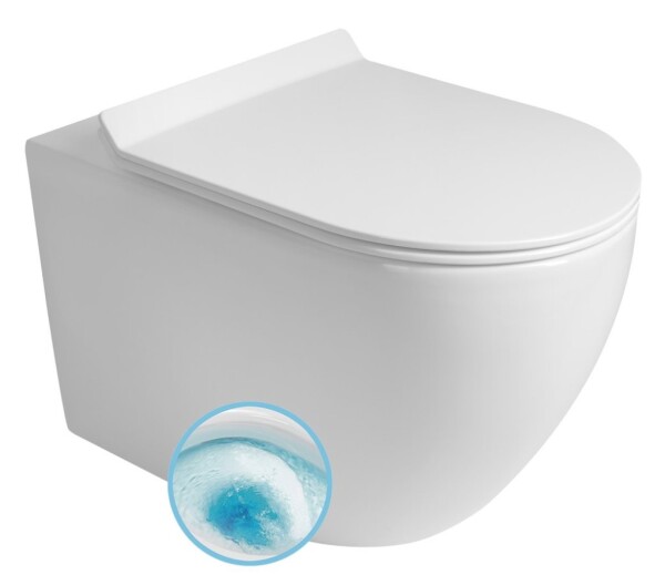 AQUALINE - CARLO závesná WC misa, Vortex Rimless, 36x53cm, biela PRX.101.851