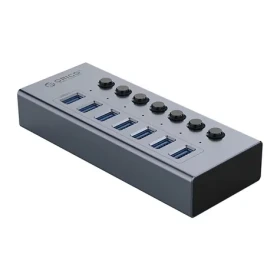 Orico BT2U3-7AB USB HUB s vypínačmi šedá / 7x USB-A 3.0 / kábel USB-A - USB-B 1m