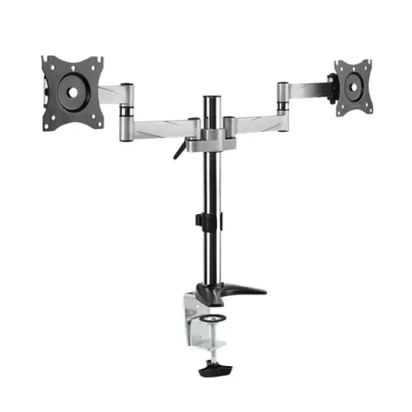 LogiLink Stolný držiak pre 2 monitory 13-27" čierna / Držiak pre monitory / VESA 75-100mm / 8 kg / naklápací, otočný (BP0077)