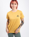 Patagonia W's Cap Cool Daily Graphic Shirt - Lands Chouinard Crest: Beeswax Tan X-Dye L