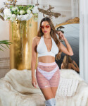 Sexy Koucla Mesh Mini Skirt with glitter / Cover-Up white M