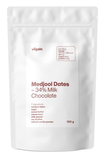 Vilgain Medjool datle v čokoláde – 3× mliečna čokoláda 100 g