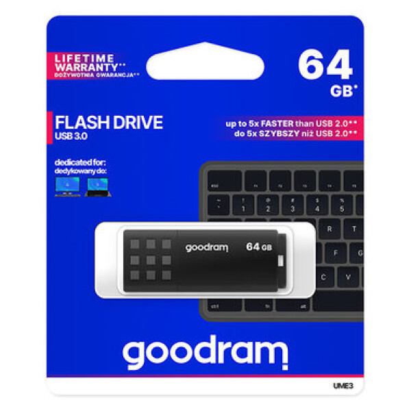 Goodram UME3 64GB čierna / Flash disk / USB 3.0 / čítanie: 60MBs / zápis: 20MBs / dopredaj (UME3-0640K0R11)