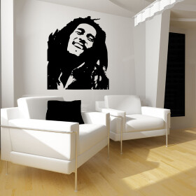 Veselá Stena Samolepka Portrét Bob Marley Farba: černá, Veľkosť: 40 x 34 cm