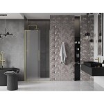 MEXEN/S - Velar L posuvné sprchové dvere 120, dekor, zlatá kartáčovaná 871-120-003-31-55