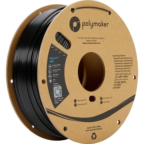 Polymaker PE01001 PolyLite vlákno pre 3D tlačiarne ABS plast Bez zápachu 1.75 mm 1000 g čierna 1 ks; PE01001