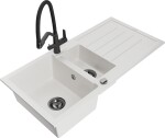 MEXEN/S MEXEN/S - Andres granitový drez s odkvapkávačom vrátane batérie Duo, biela 6515-20-671701-70-B