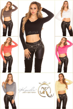 Sexy Koucla High Low Fineknitted Jumper bellyfree Einheitsgroesse