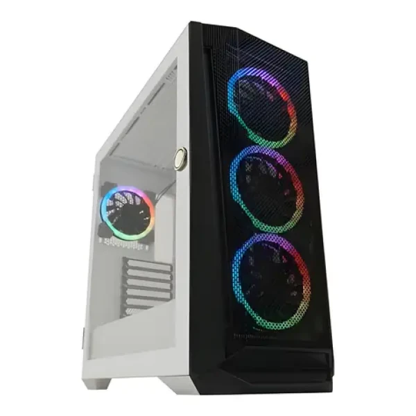 LC-Power 805BW-ON Holo-1_X biela / Skriňa PC / Midi Tower / ATX / 4× ARGB / tempered glass (LC-805BW-ON)