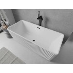 MEXEN/S - Nila voľne stojaca vaňa reliéf 170 x 75, biela, sifón a prepad čierna 52841708000-70